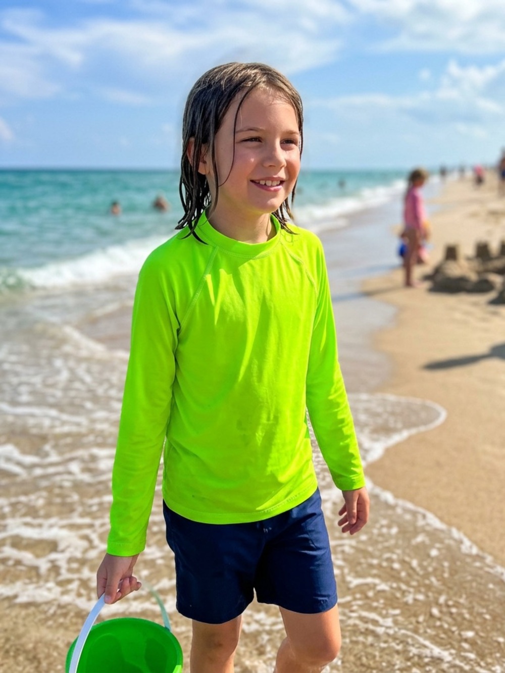 Cat & Jack Neon Green Long-Sleeve Swim Rashguard